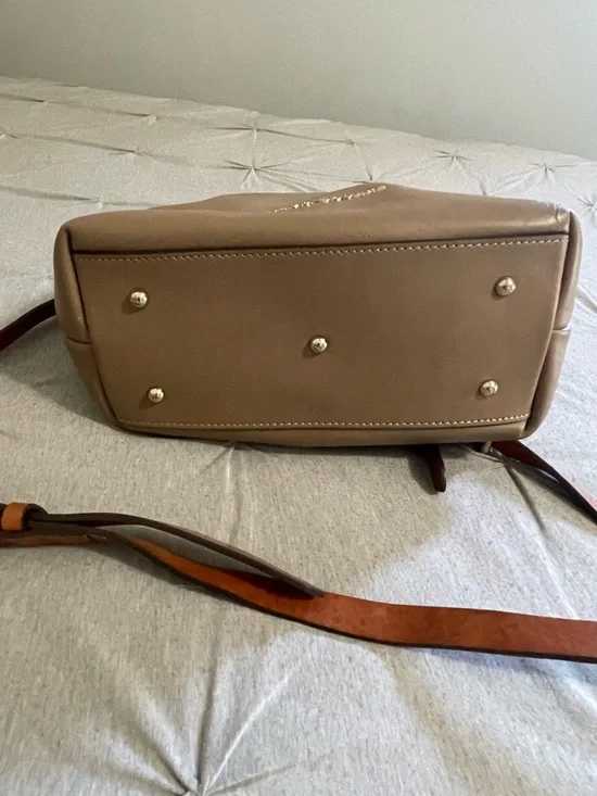 Dooney & Bourke Taupe Satchel with Brown Trim - Picture 3 of 5